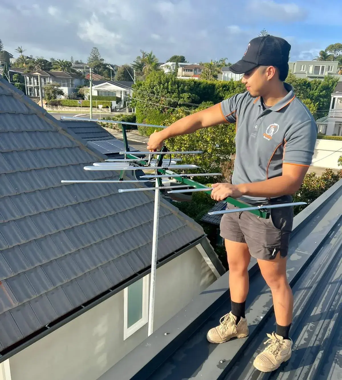 A expert is installing a TV antenna in Sydney