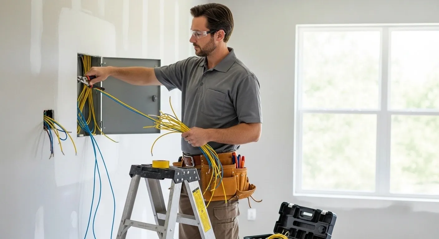 electrician installing house wiring